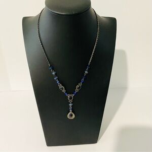 Avon Signed With Small Blue Rhinestone Necklace.